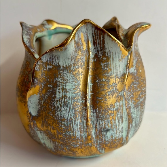 22k gold painted MCM Vintage Stangl pottery tulip.Hand painted. - Picture 3 of 10